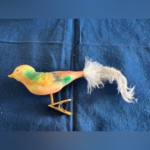 Vintage 1990’s Colorful Feathered Bird clip on ornament